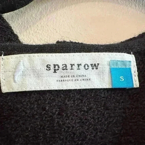 Sparrow Anthropologie Wool Blend Ruffled Black Placket Sweater - Size Small - Picture 5 of 8